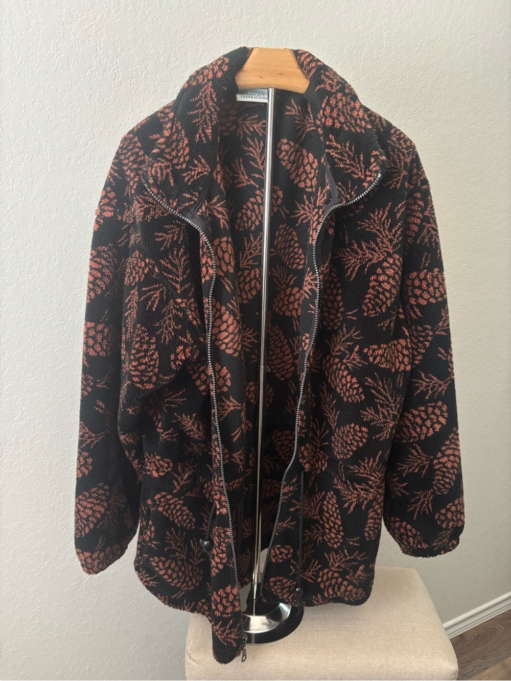 Vintage National Wildlife Federation Pinecone Fleece Full Zip USA Womens Large